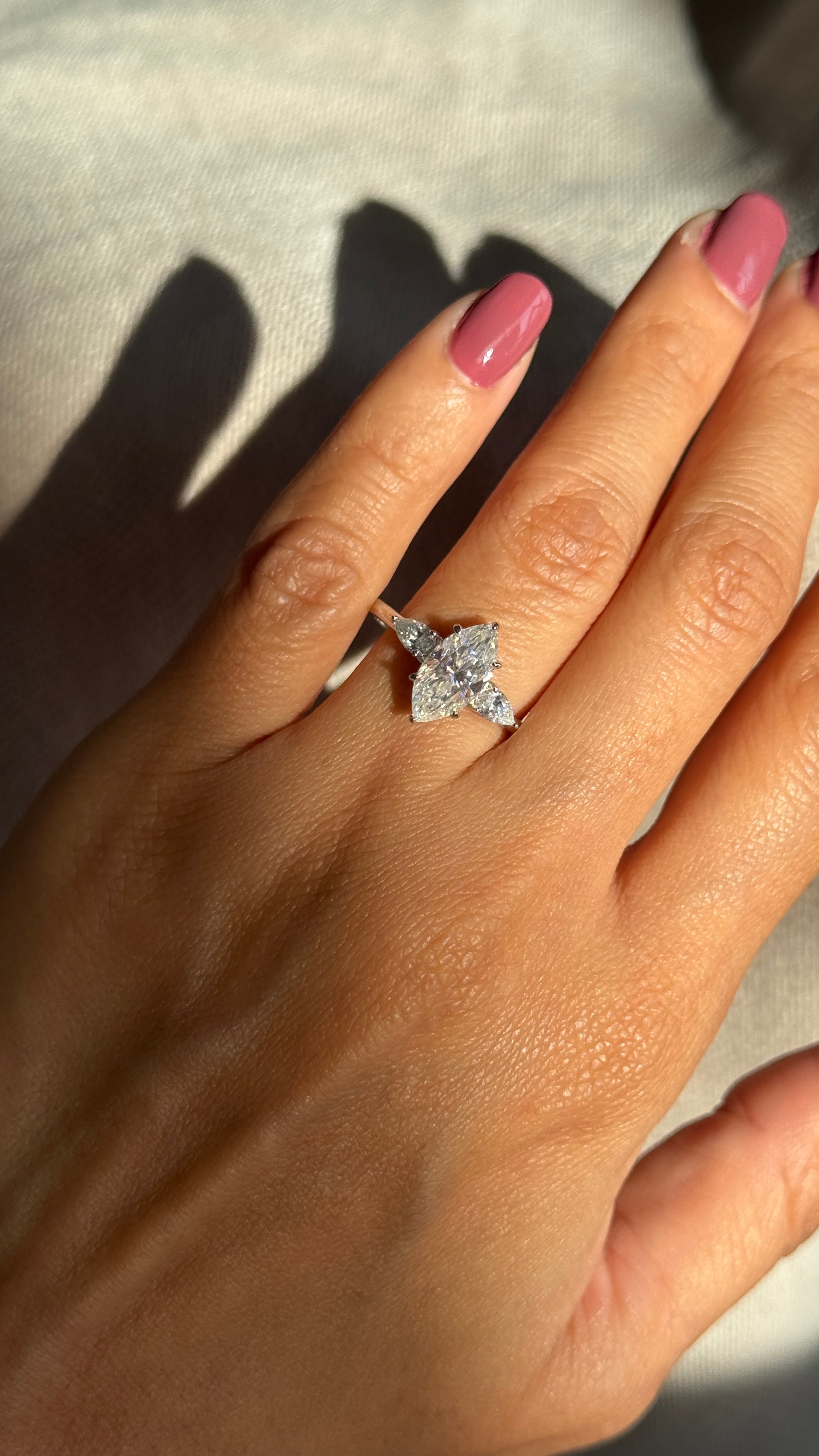 2CT MARQUISE CUT TRILOGY MOISSANITE RING