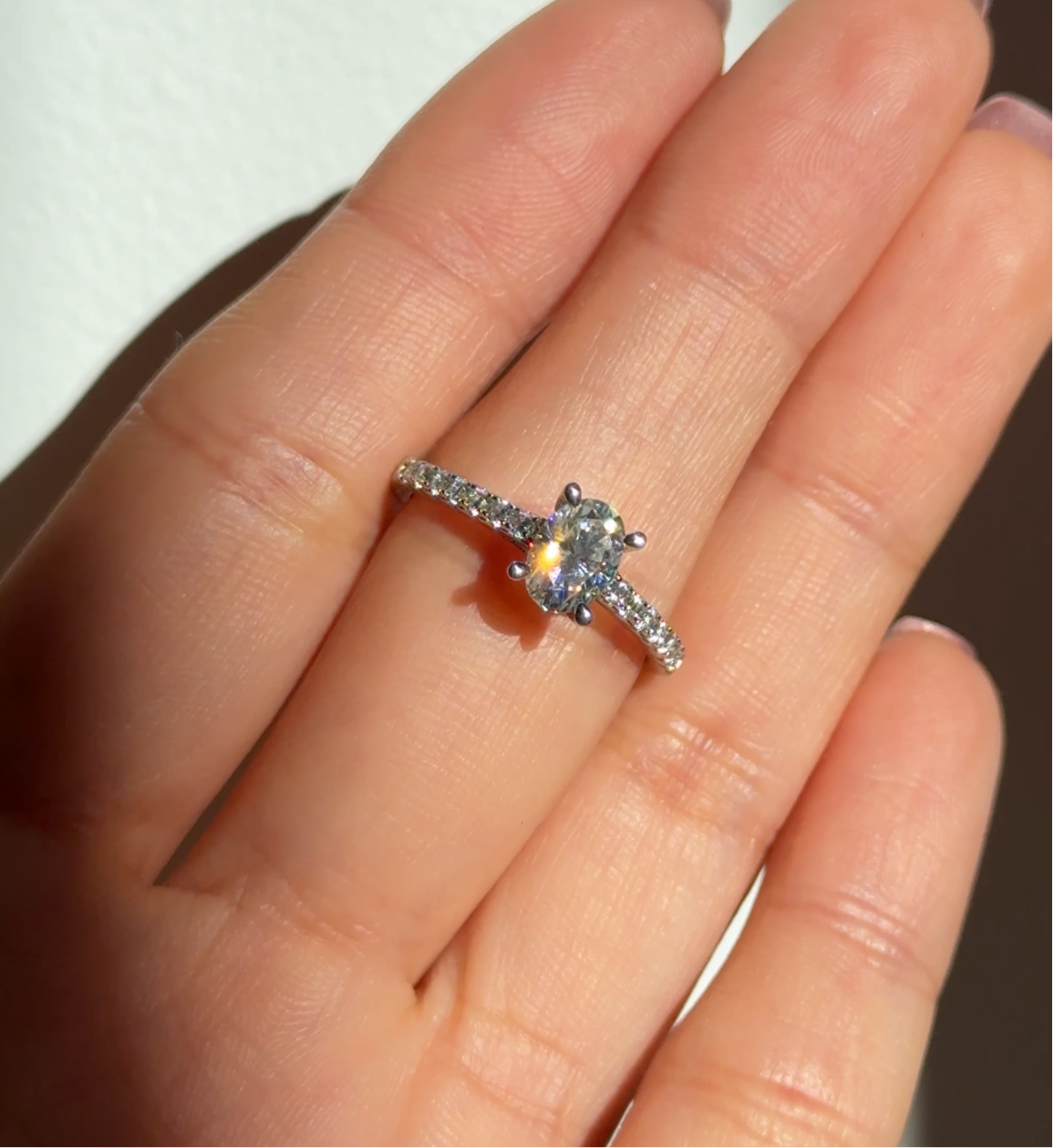 1CT OVAL PAVÉ MOISSANITE RING
