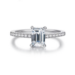 1ct emerald cut moissanite diamond ring / anillo pave de moissanitas diamantes anillo de compromiso / bague moissanite diamant emeraude / engagement ring 