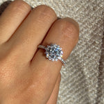 1ct halo flower moissanite diamond bague diamant anillo compromiso engagement ring
