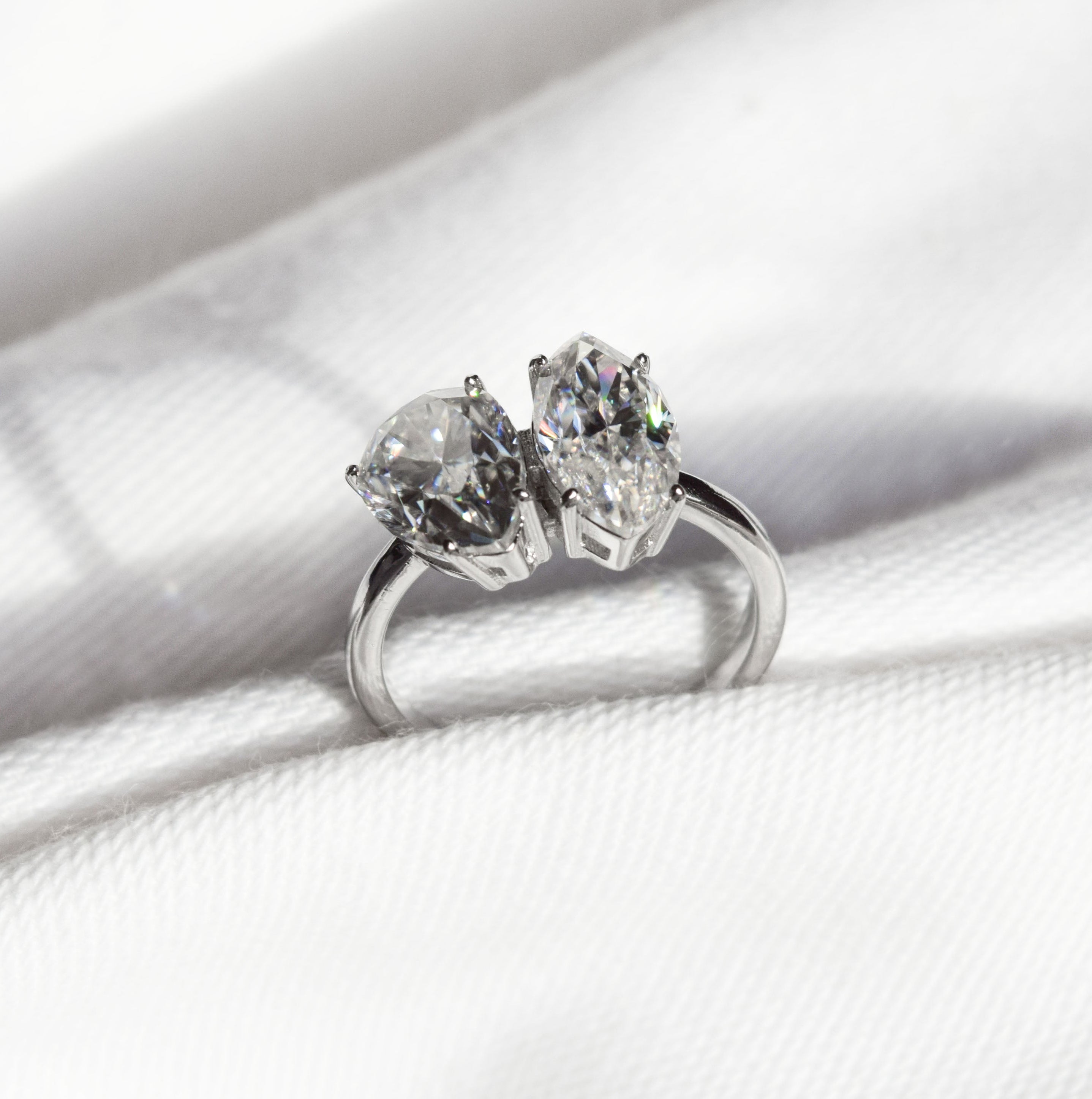 2CT MARQUISE & PEAR CUT MOISSANITE RING