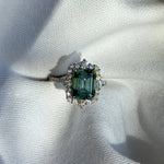 4ct moissanite ring blue green diamond halo ring sapphire / anillo moissanita 4ct zafiro diamantes anillo de compromiso anillo vintage / vintage ring / bague vintage moissanite diamant sapphir bague fiancelle