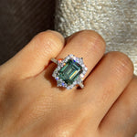 4ct moissanite ring blue green diamond halo ring sapphire / anillo moissanita 4ct zafiro diamantes anillo de compromiso anillo vintage / vintage ring / bague vintage moissanite diamant sapphir bague fiancelle