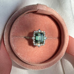 4ct moissanite ring blue green diamond halo ring sapphire / anillo moissanita 4ct zafiro diamantes anillo de compromiso anillo vintage / vintage ring / bague vintage moissanite diamant sapphir bague fiancelle engagement ring