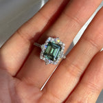 4ct moissanite ring blue green diamond halo ring sapphire / anillo moissanita 4ct zafiro diamantes anillo de compromiso anillo vintage / vintage ring / bague vintage moissanite diamant sapphir bague fiancelle engagement ring