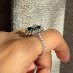 4ct moissanite ring blue green diamond halo ring sapphire / anillo moissanita 4ct zafiro diamantes anillo de compromiso anillo vintage / vintage ring / bague vintage moissanite diamant sapphir bague fiancelle engagement ring