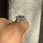 4ct moissanite ring blue green diamond halo ring sapphire / anillo moissanita 4ct zafiro diamantes anillo de compromiso anillo vintage / vintage ring / bague vintage moissanite diamant sapphir bague fiancelle engagement ring