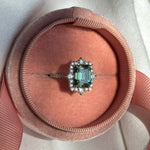 4ct moissanite ring blue green diamond halo ring sapphire / anillo moissanita 4ct zafiro diamantes anillo de compromiso anillo vintage / vintage ring / bague vintage moissanite diamant sapphir bague fiancelle engagement ring