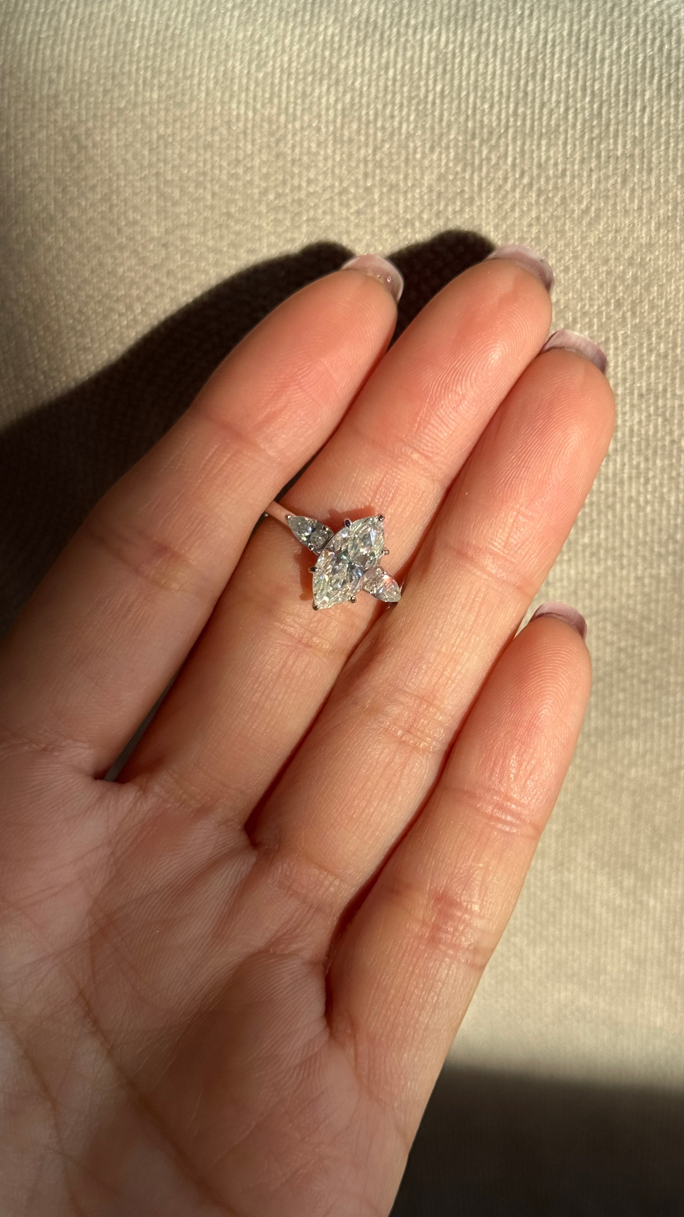 2CT MARQUISE CUT TRILOGY MOISSANITE RING