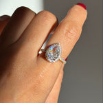 Bague halo taille poire en argent 925