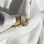 ANILLO DORADO PLATA 925 CORTE PERA HALO