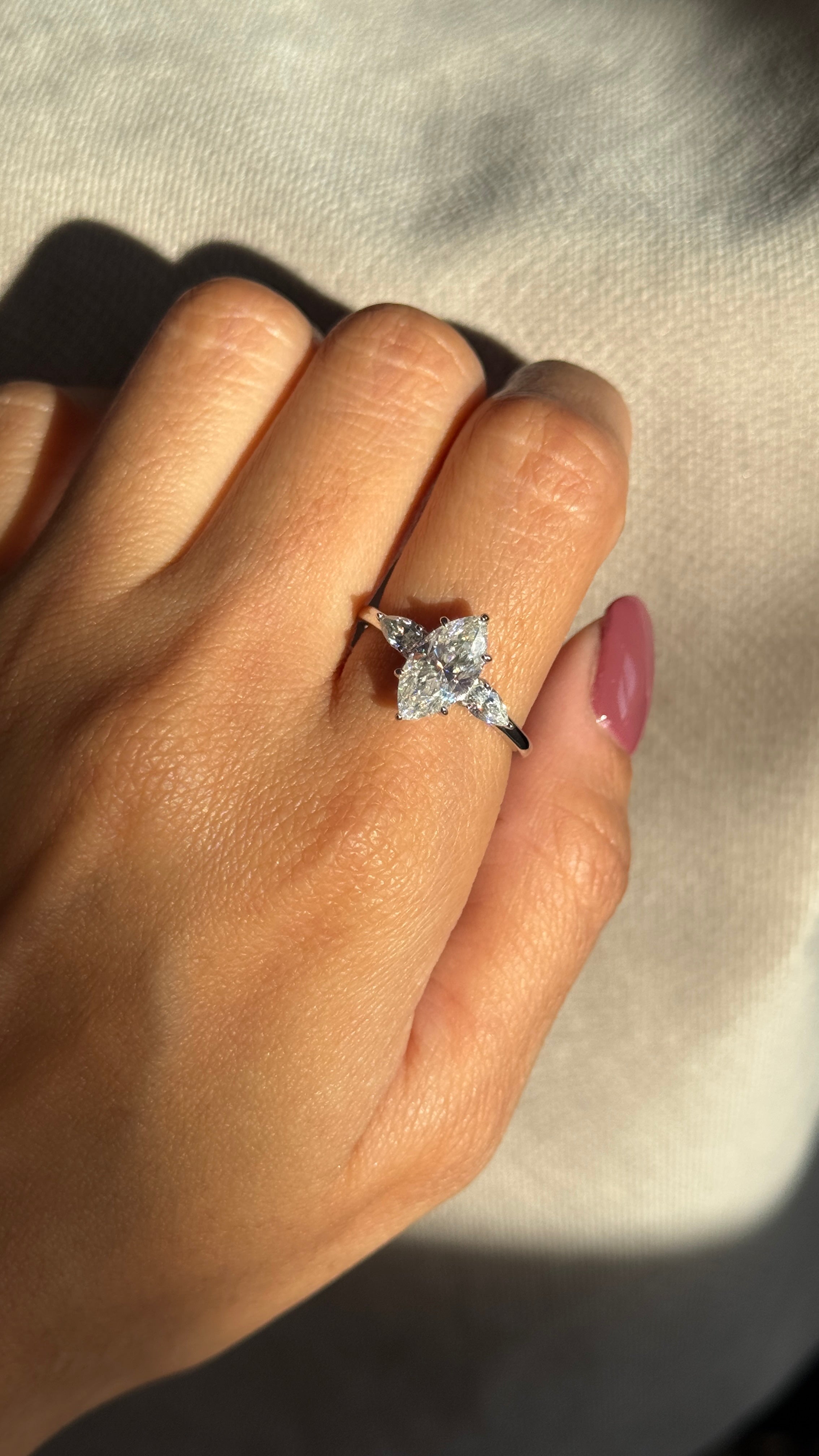 2CT MARQUISE CUT TRILOGY MOISSANITE RING