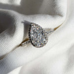 HALO PEAR CUT ZIRCON STERLING SILVER RING