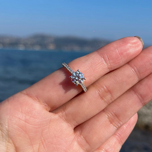 1CT ROUND PAVÉ MOISSANITE RING