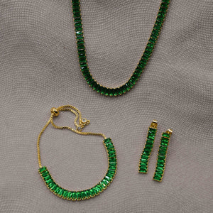 Set aretes, collar pulsera cristales verdes