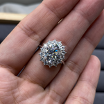 anillo compromiso en moissanita diamante / moissanite ring diane ring diamonds / bague fiancelle diamant / anillo halo halo ring bague en or