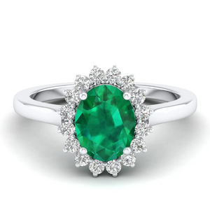 anillo halo plata verde moissanitas