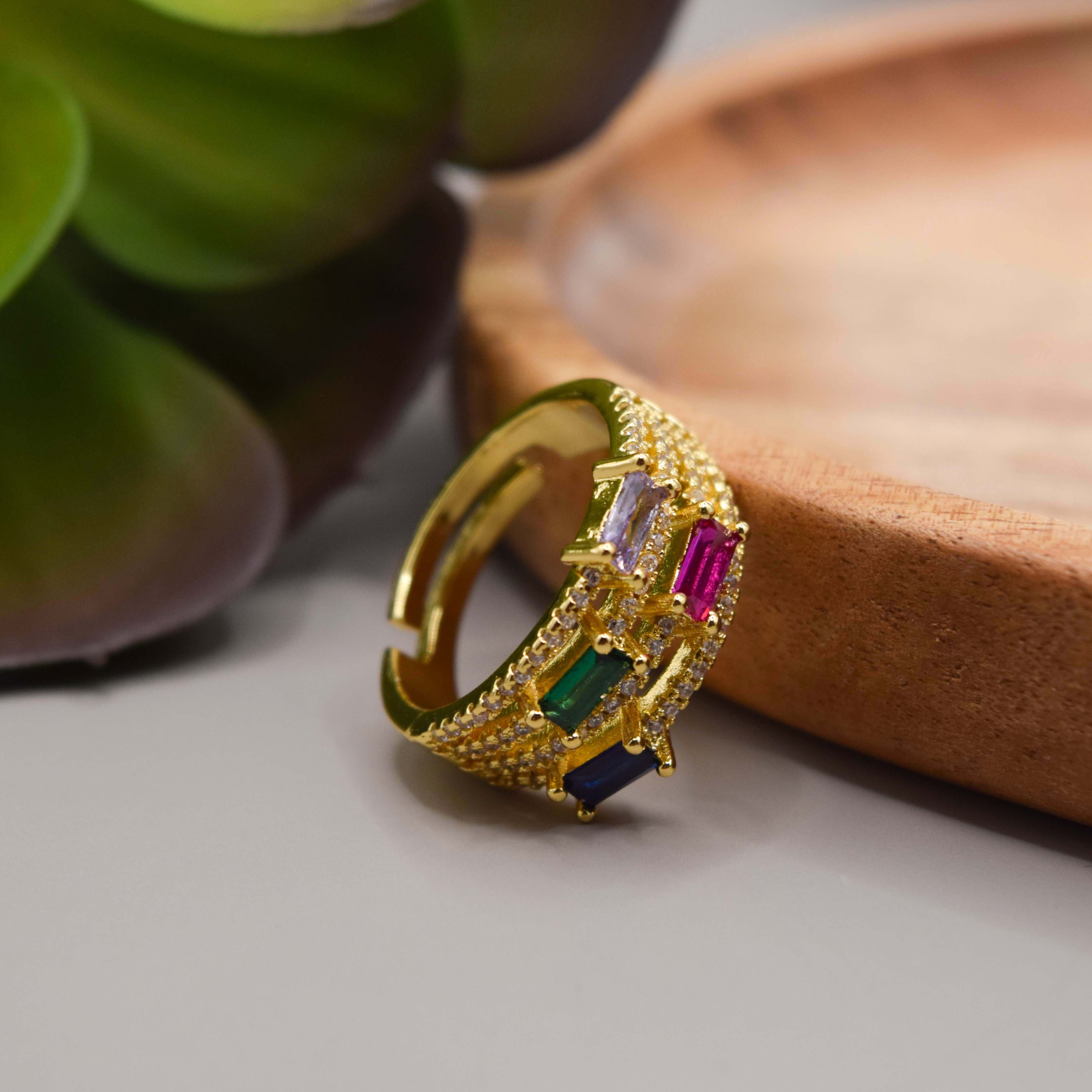 anillo multiple zirconias colores
