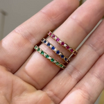 anillo zirconia colores, joyeria mexicana, joyeria de baño de oro