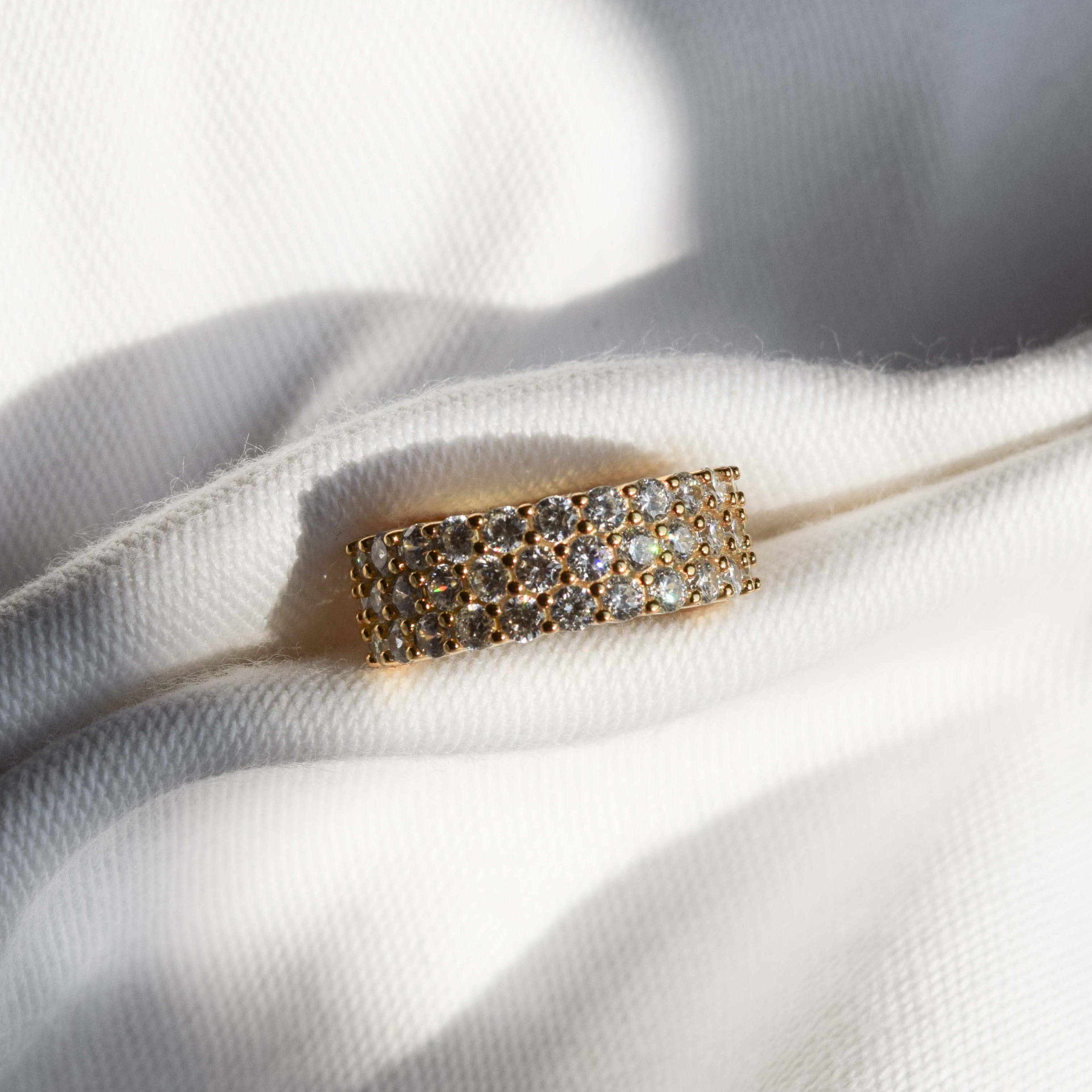 anillo triple de zirconias en plata 925