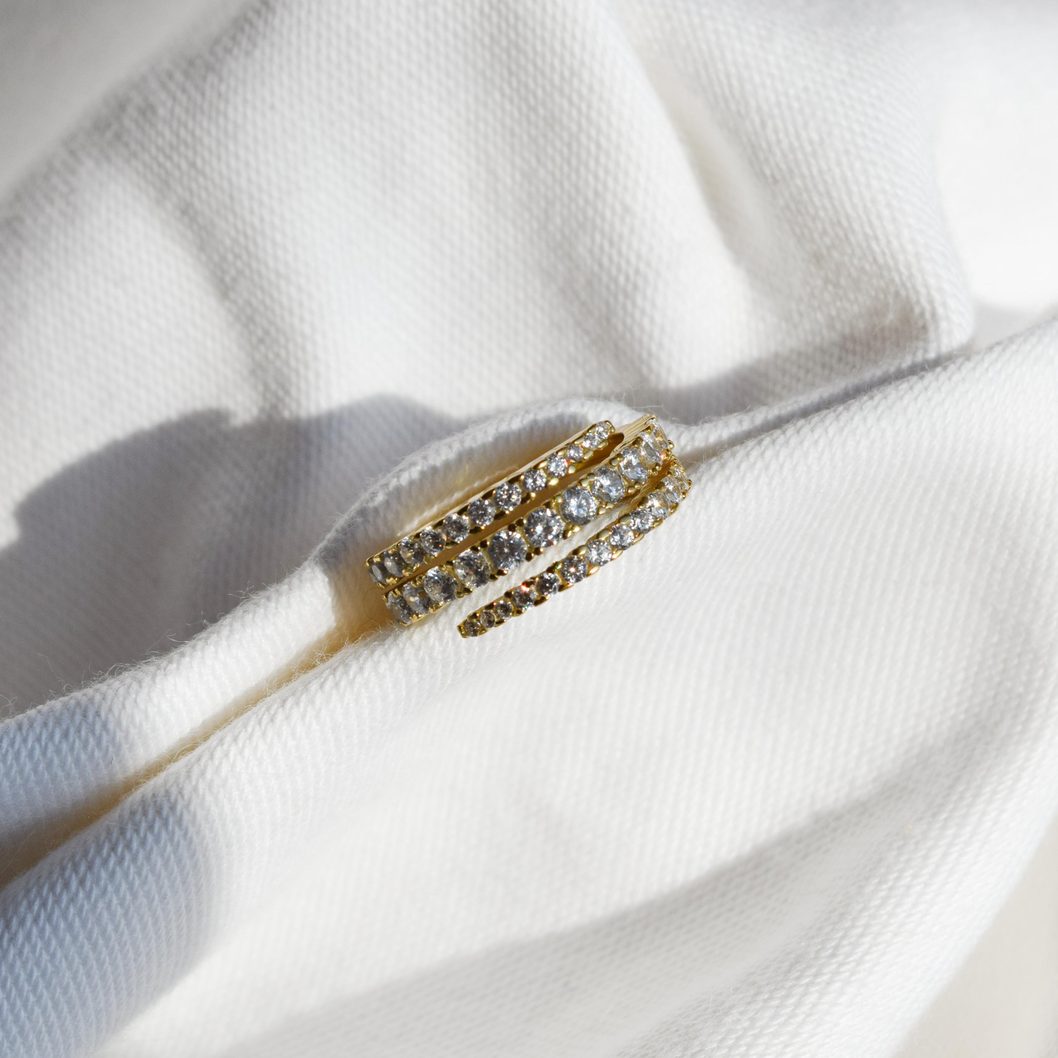 anillos de espiral dorado con plata 925 y zirconias