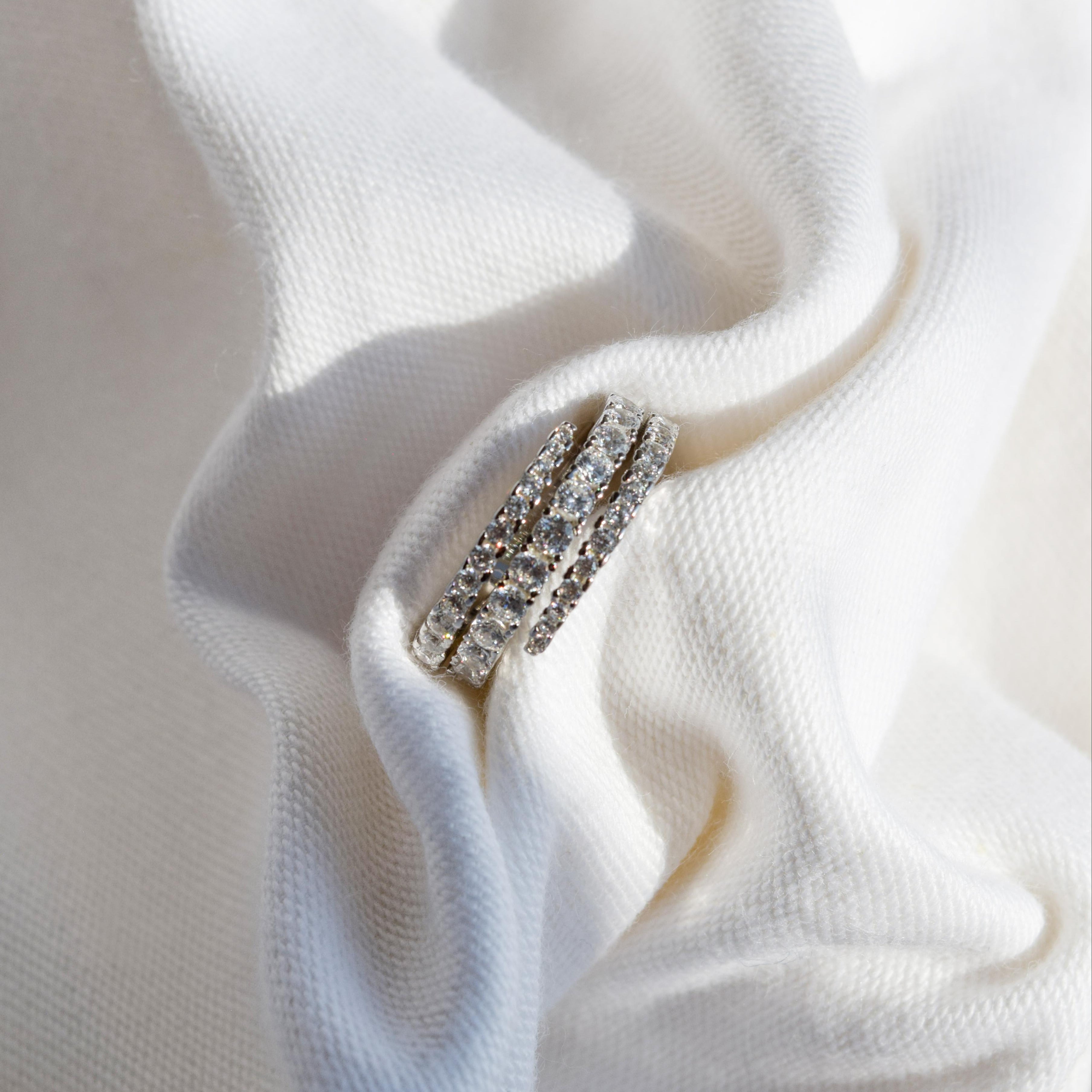 anillos de espiral plateado con plata 925 y zirconias