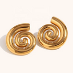 aretes de espiral, aretes caracol, aretes en acero inoxidable, , arete chic, arete de moda, joyeria de moda, accesorios, aretes de acero inoxidable, bisutería, joyeria mexicana