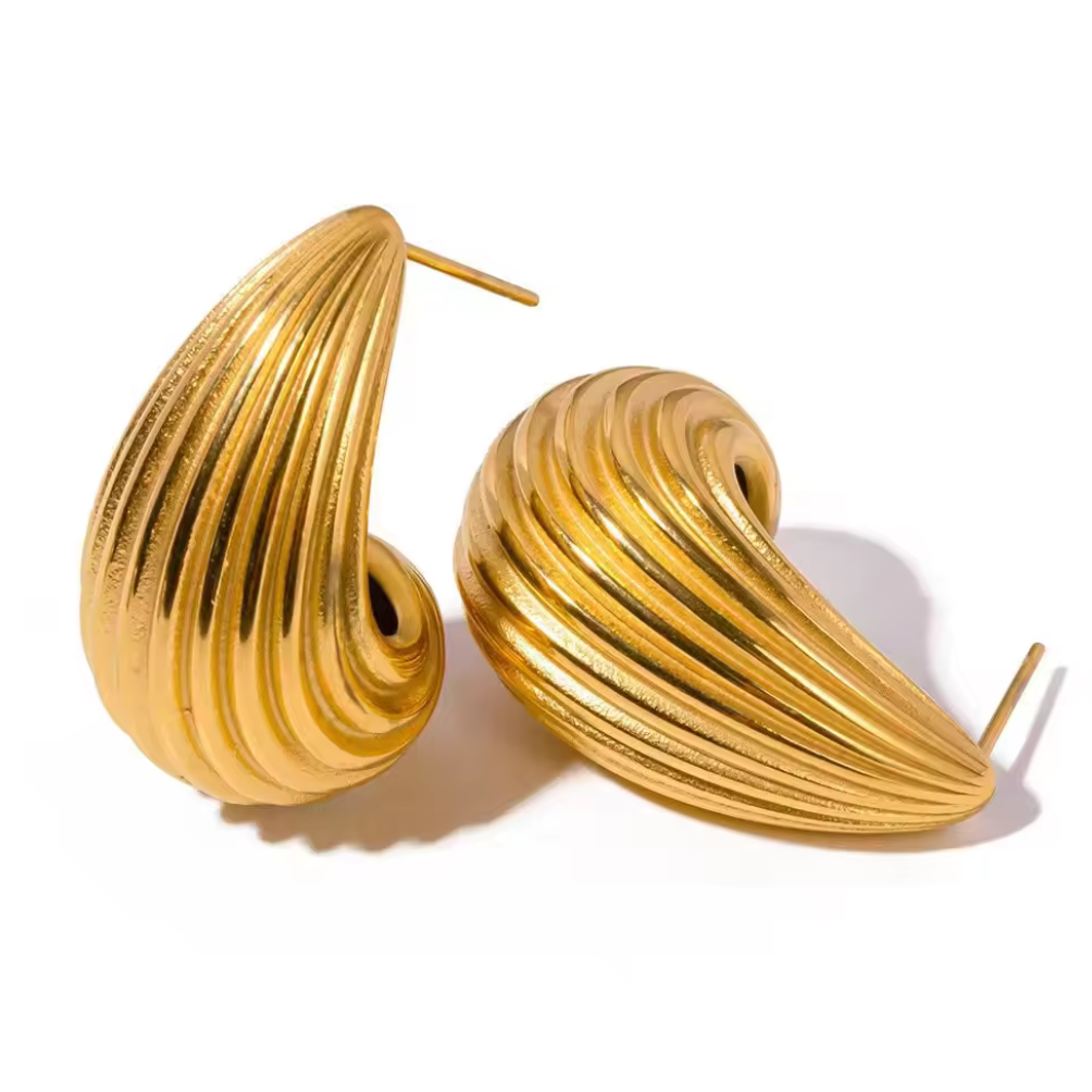 aretes gota acero inoxidable chunky