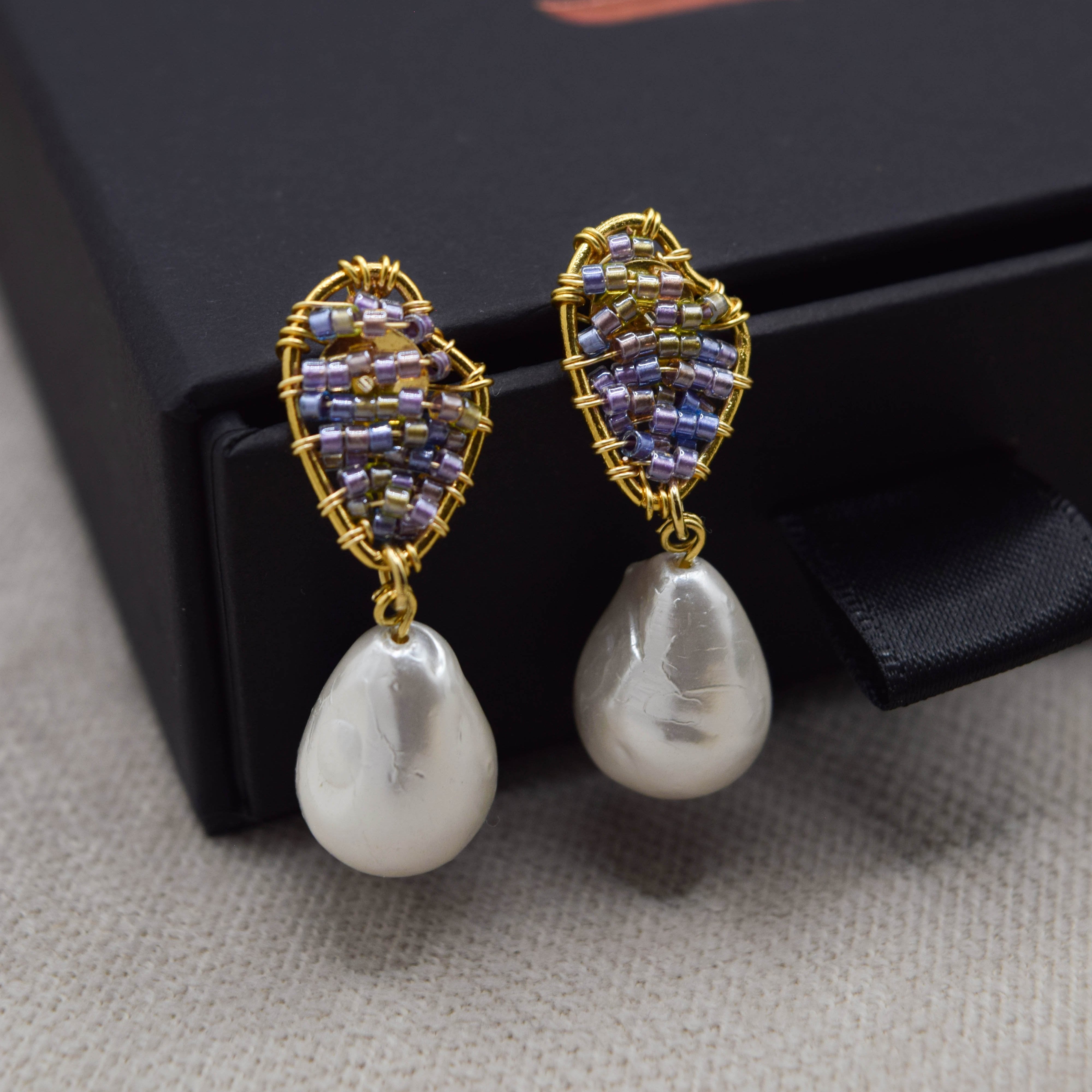 aretes con perlas