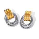 aretes nudo acero inoxidable plata y dorado
