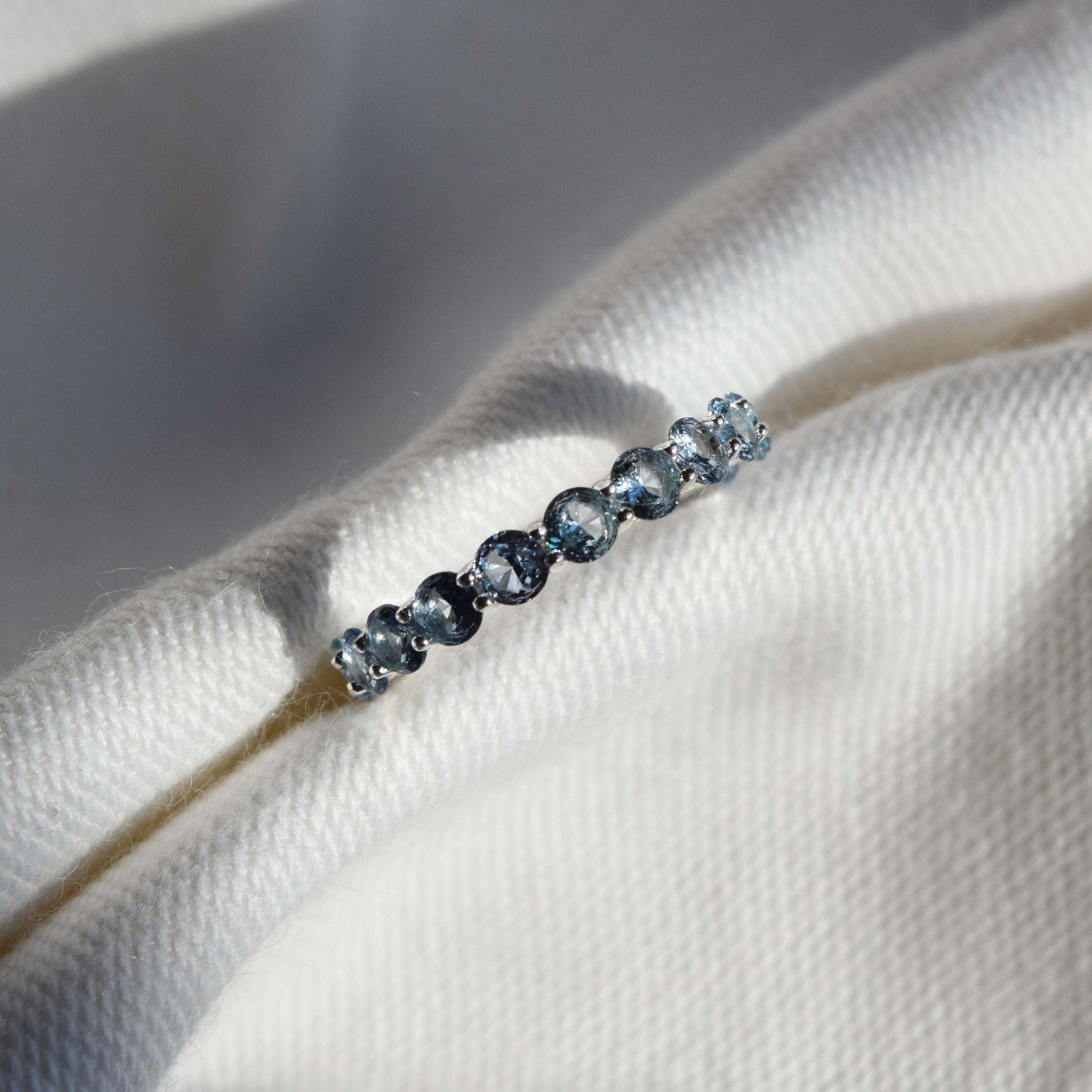 blue zircon ring band sterling silver