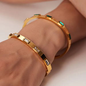 brazaletes con cristales en acero inoxidable