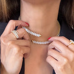 choker flexible de zirconias en baño de oro, joyería, joyería de baño de oro, joyería mexicana 