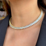 choker flexible de zirconias en baño de oro, joyería, joyería de baño de oro, joyería mexicana 