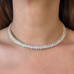 choker flexible de zirconias en baño de oro, joyería, joyería de baño de oro, joyería mexicana 