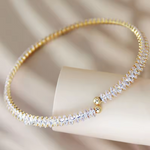 choker flexible de zirconias en baño de oro, joyería, joyería de baño de oro, joyería mexicana 