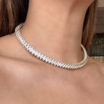 choker flexible de zirconias en baño de oro, joyería, joyería de baño de oro, joyería mexicana 