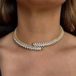 choker flexible de zirconias en baño de oro, joyería, joyería de baño de oro, joyería mexicana 