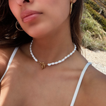 choker simple de perlas naturales choker de perlas naturales en acero inoxidable, joyería mexicana, joyería en acero inoxidable