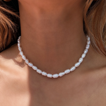 choker simple de perlas naturales choker de perlas naturales en acero inoxidable, joyería mexicana, joyería en acero inoxidable