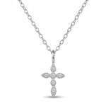collar de dije de cruz mini de plata, collar cruz mini de plata con baño de oro 18k, joyería de plata, joyería mexicana, joyeria