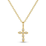 collar de dije de cruz mini de plata, collar cruz mini de plata con baño de oro 18k, joyería de plata, joyería mexicana, joyeria