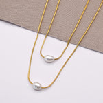 collar doble con perlas naturales, collar layered acero inoxidable, cadena de acero inoxidable, joyería, joyería mexicana, joyería en acero inoxidable