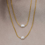 collar doble con perlas naturales, collar layered acero inoxidable, cadena de acero inoxidable, joyería, joyería mexicana, joyería en acero inoxidable