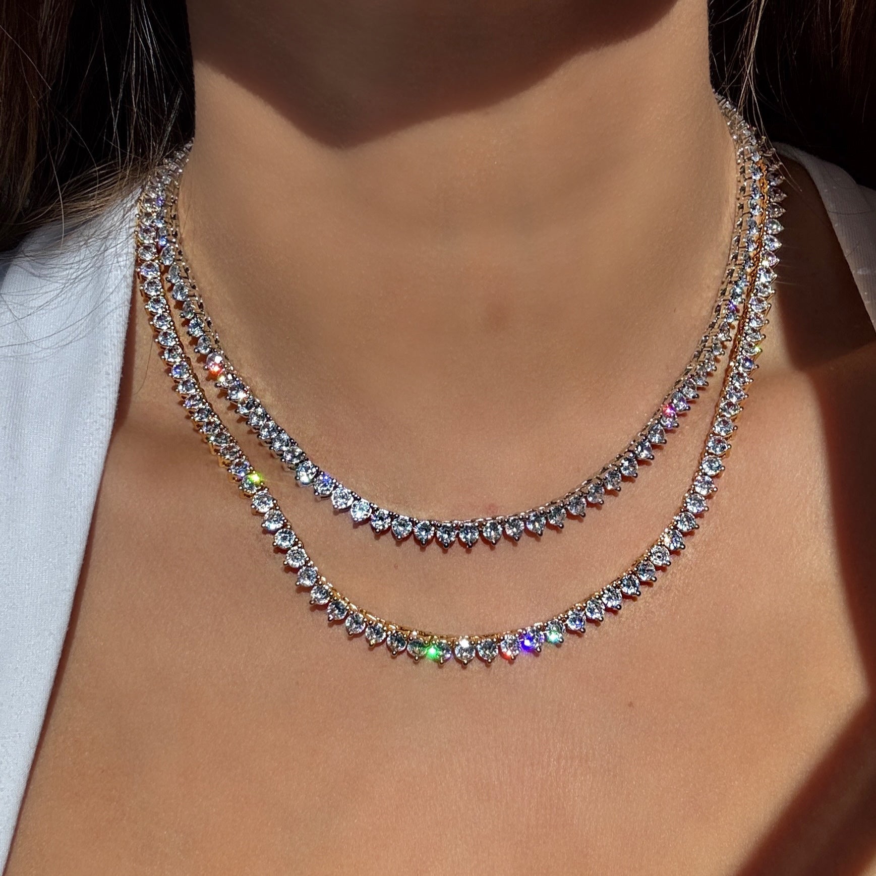 collares tennis dorado con zirconias