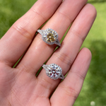 anillo de compromiso cushion round, anillo de comprimiso de diamante corte redondo, anillo de compromiso de moissanita, anillo, wedding ring, wedding jewelry, bague fiancelle,  joyeria de moissanita, joyeria fina, joailerie france joailerie saint tropez bijoux st tropez