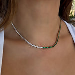 green and white zircon necklace