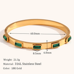green crystal bangle stainless steel
