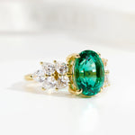 4CT LAB EMERALD CLUSTER MOISSANITE RING