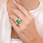 4CT LAB EMERALD CLUSTER MOISSANITE RING